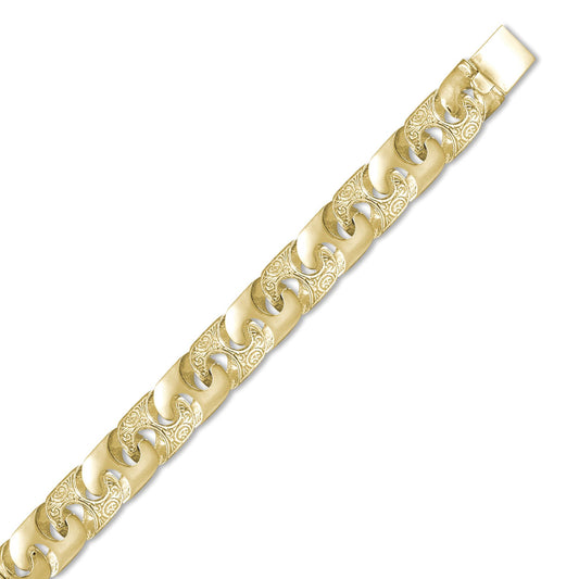 Mens 9ct Gold Bali Link 16mm Cast Chain Necklace - JBB283