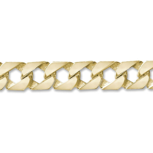Mens 9ct Gold Paris Curb 16mm Cast Chain Bracelet, 9 inch - JBB299