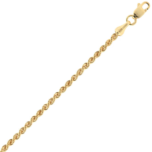 9ct Gold Diamond Cut Hollow Rope 2mm Chain Necklace - JBB325B