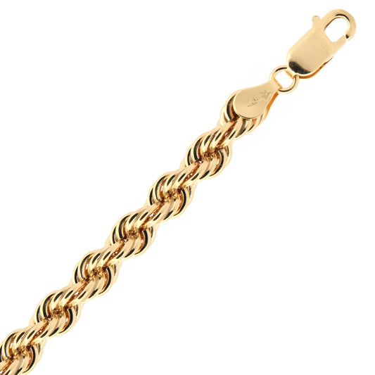 9ct Gold Diamond Cut Hollow Rope 6mm Chain Necklace - JBB325E
