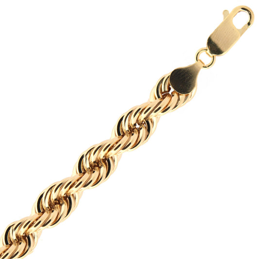 9ct Gold Diamond Cut Hollow Rope 7.5mm Chain Necklace - JBB325F