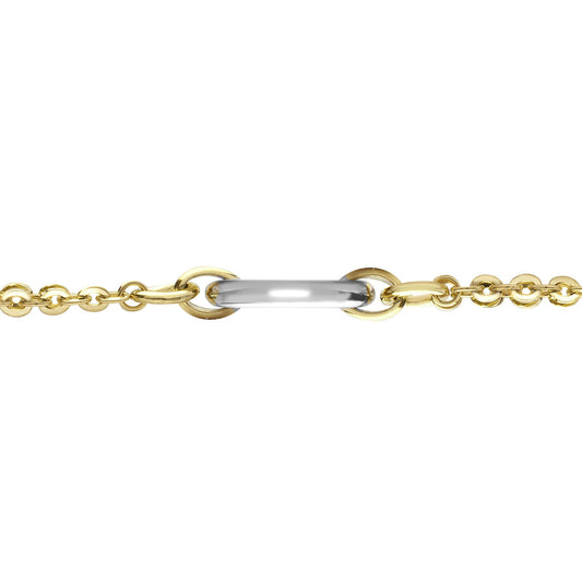 9ct 2-Colour Gold Oval Double Belcher 9mm Chain Bracelet 7.5inch - JBB363