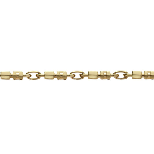 9ct Gold Oval Trumpet Cornet Pipe 8mm Chain Link Bracelet 7.5inch - JBB368A