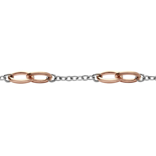 9ct 2-Colour Gold Interlocked Oval Rolo 13mm Bracelet 7.5inch - JBB369