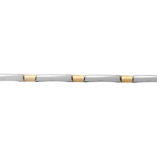 9ct 2-Colour Gold Collared Oval Link 6mm Bracelet 7.5 inch 19cm - JBB373