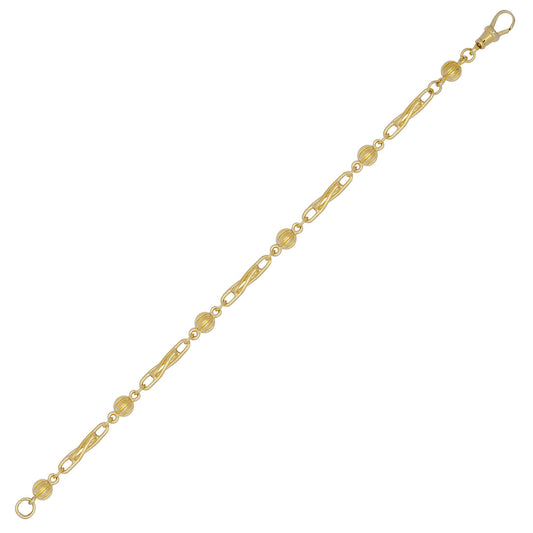 9ct Gold 6mm Ball & Twist Paperclip Link Bracelet 7.5 inch 19cm - JBB393