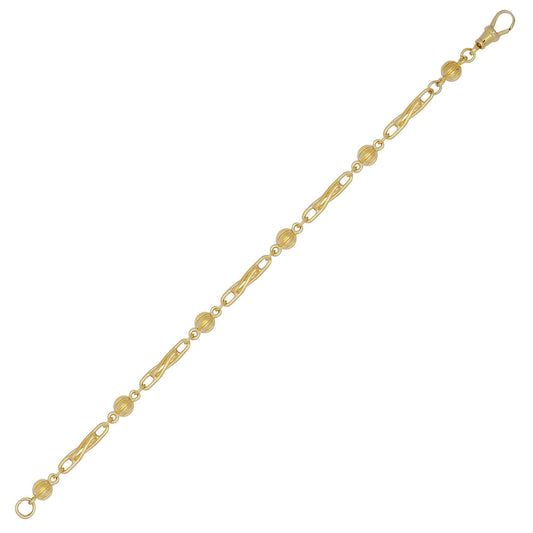 9ct Gold 6mm Ball & Twist Paperclip Link Bracelet 7.5 inch 19cm - JBB393