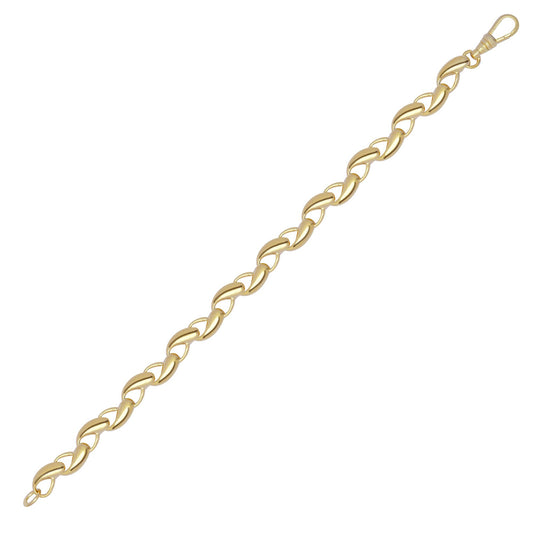 9ct Gold Rain Drop Waves 8mm Chain Link Bracelet, 7.5 inch 19cm - JBB394