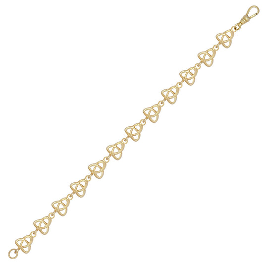9ct Gold Trilogy Celtic Knot 10mm Chain Link Bracelet 7.5inch - JBB395