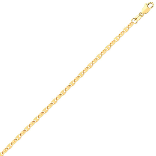 9ct Gold Marine Anchor 3.5mm Chain Link Bracelet, 7.5 inch 19cm - JBB409