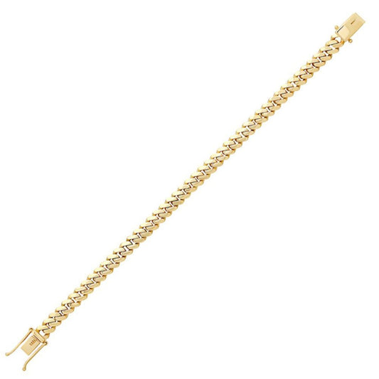 9ct Gold Domed Cuban Curb 7mm Chain Link Bracelet, 8.5 inch 21cm - JBB453