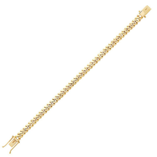 9ct Gold Domed Cuban Curb 7mm Chain Link Bracelet, 8.5 inch 21cm - JBB453