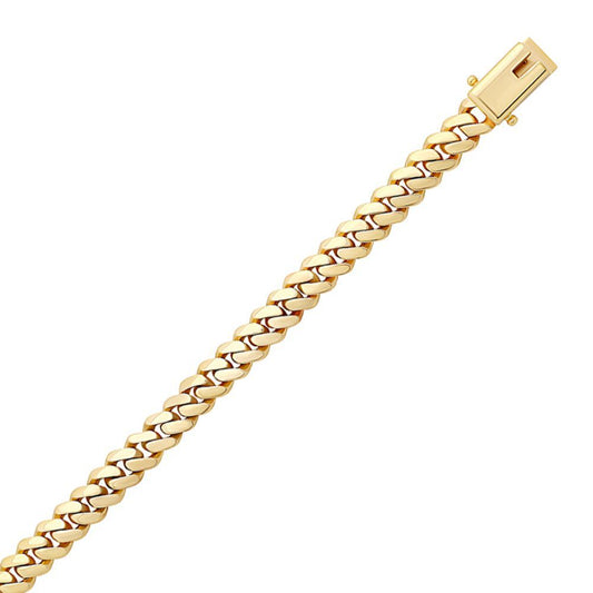 9ct Gold Domed Cuban Curb 7mm Chain Link Necklace - JBB453