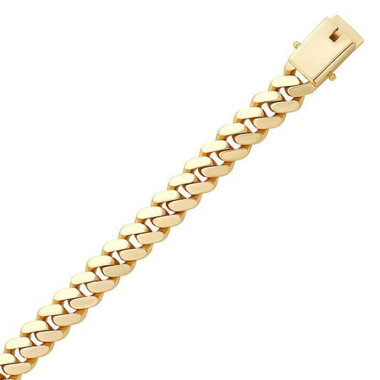 9ct Gold Domed Cuban Curb 12mm Chain Link Necklace - JBB456
