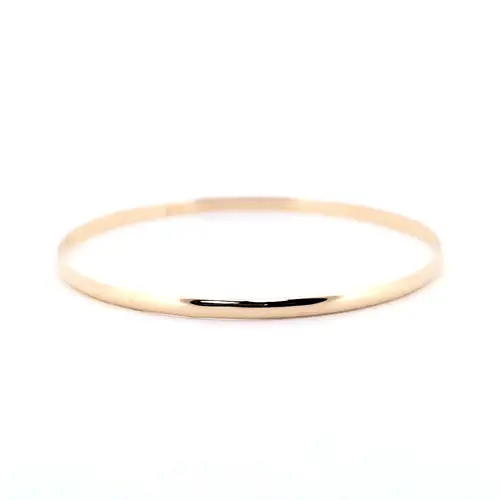 Ladies Solid 9ct Gold D-Shape 3mm Bangle Bracelet - JBG060