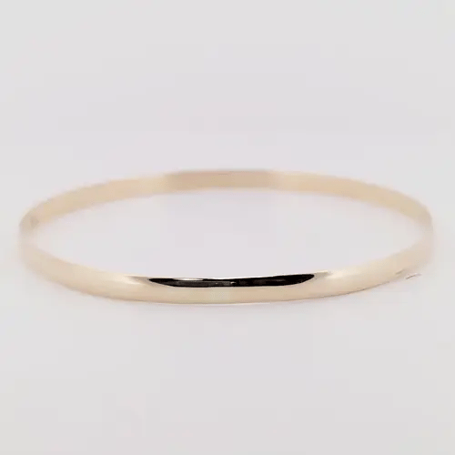 Ladies Solid 9ct Gold D-Shape 4mm Bangle Bracelet - JBG061