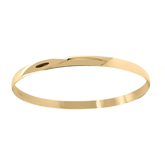 Ladies Solid 9ct Gold D-Shape 5mm Bangle Bracelet - JBG062