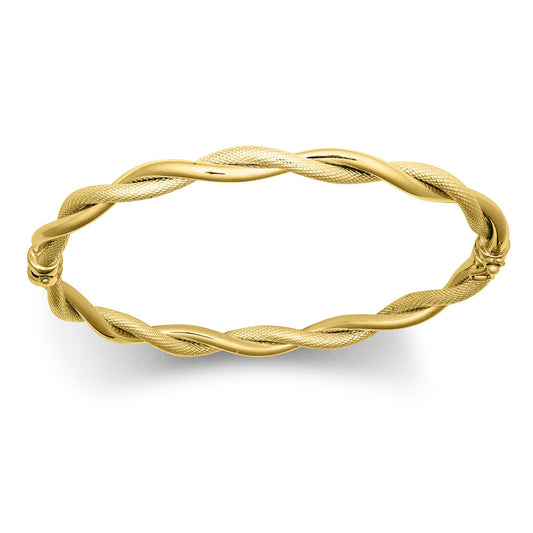 9ct Gold Snake Skin Twisted Double 5mm Bangle Bracelet - JBG344