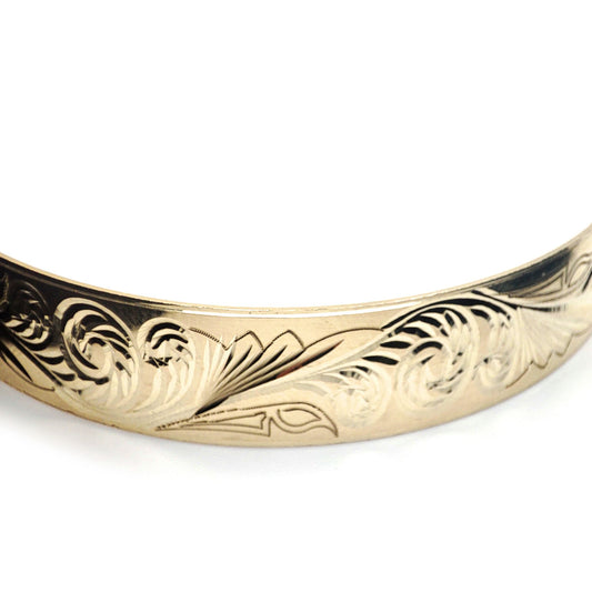 Ladies 9ct Gold Baroque Filigree Slave 12mm Bangle Bracelet - JBG359