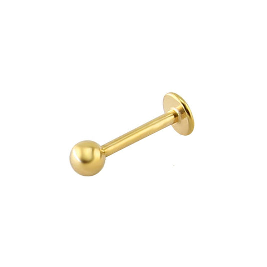 9ct Gold Ball 1.1mm Labret Stud Body Bar Piercing, 10mm (8mm Bar) - JBJ124