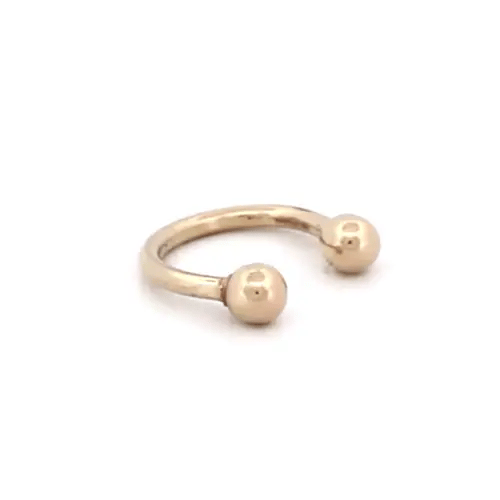 9ct Gold Horseshoe 1.1mm Barbell Body Ring Piercing, 11mm - JBJ128