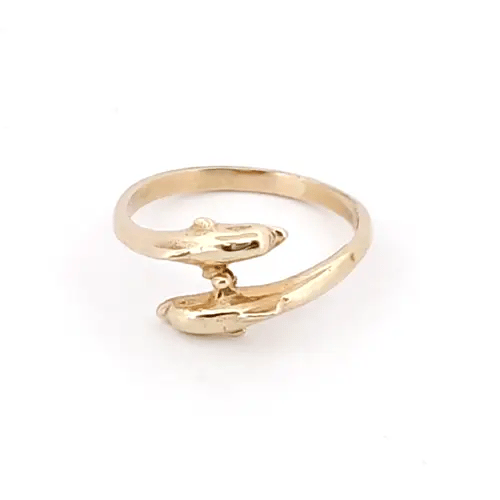 9ct Gold Double Dolphin Crossover Torque Baby Ring - JBR015