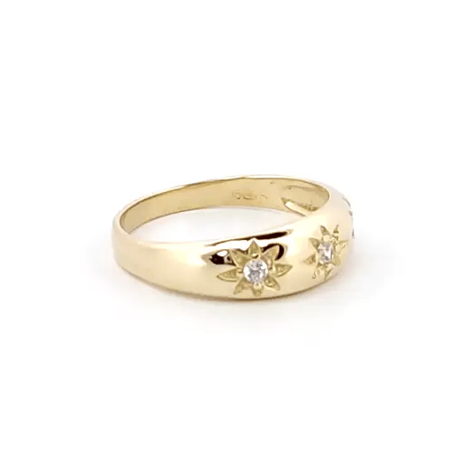 9ct Gold CZ Gypsy Trilogy Baby Ring - JBR017