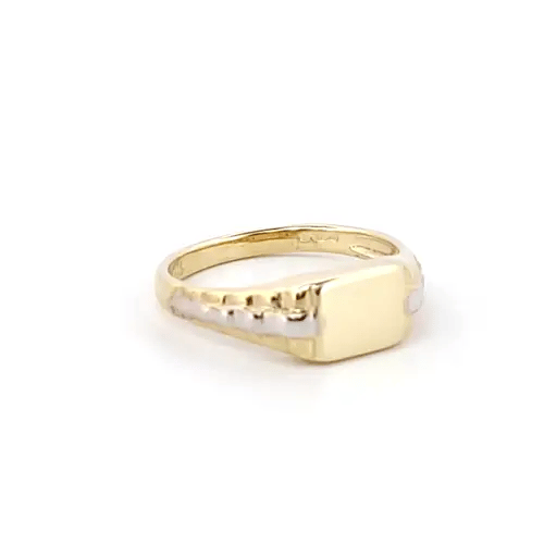 Kids Solid 9ct Yellow and White Gold Watch Link Signet Baby Ring - JBR020