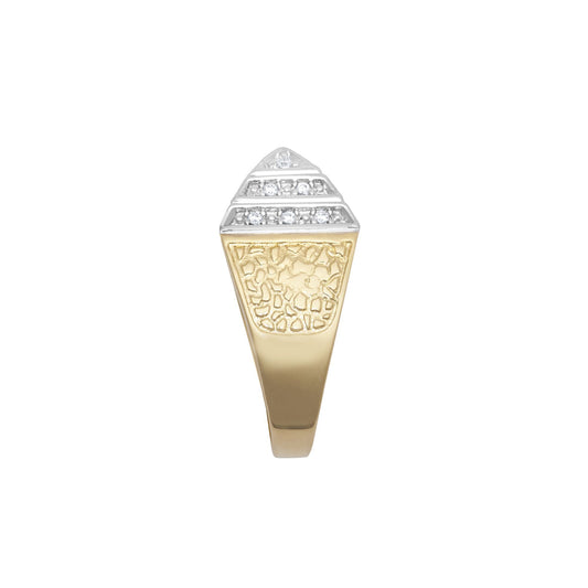 9ct 2-Colour Gold Egyptian Pyramid 10mm Signet Pinky Baby Ring - JBR036