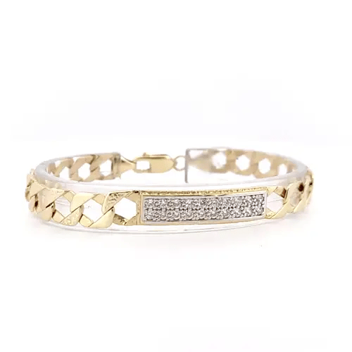 9ct Gold CZ Lizard Curb 8mm Identity ID Bracelet - JCC004