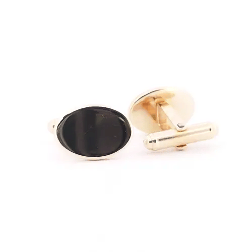 Mens 9ct Gold Heavyweight Oval Swivel Back Cufflinks - JCL001