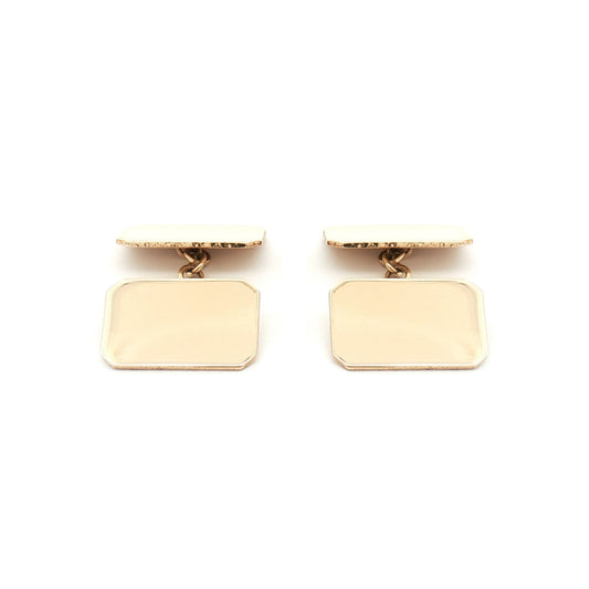 Mens 9ct Gold Twin Rectangular Chain Linked Cufflinks - JCL027