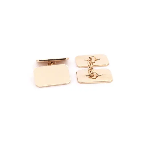 Mens 9ct Gold Twin Rectangular Chain Linked Cufflinks - JCL028