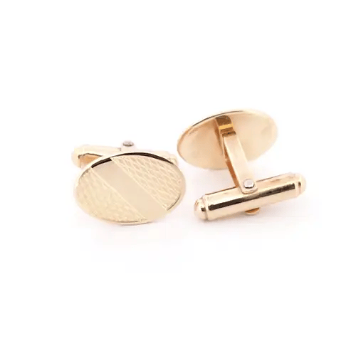 9ct Gold Oval Ogee Swivel Back Cufflinks, (ID Strip) - JCL029
