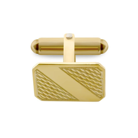 9ct Gold Rectangular Ogee Swivel Back Cufflinks, (ID Strip) - JCL031