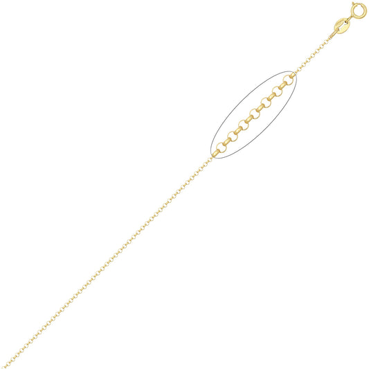 9ct Gold D-Shape Micro Belcher 1.7mm Pendant Chain Necklace - JCN001V