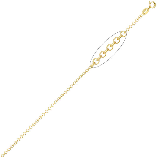 9ct Gold D-Shape Micro Belcher 2.3mm Pendant Chain Necklace - JCN001X