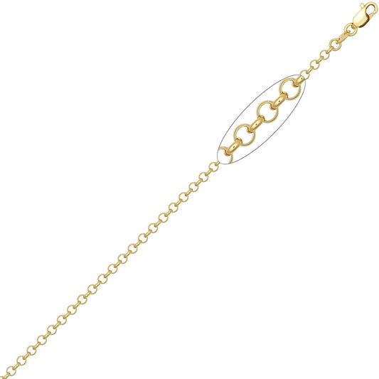 9ct Gold D-Shape Micro Belcher 2.6mm Pendant Chain Necklace - JCN001Y