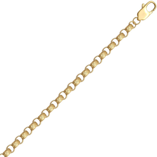 9ct Gold D-Shape Micro Belcher 5mm Pendant Chain Bracelet 7.5" - JCN001Z