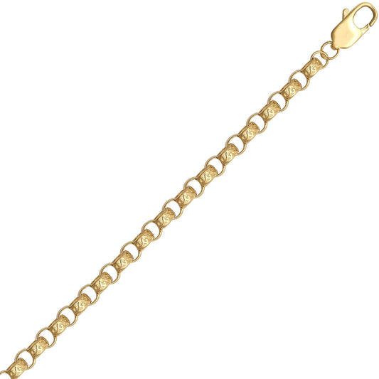 9ct Gold D-Shape Micro Belcher 5mm Pendant Chain Bracelet 8.5" - JCN001Z