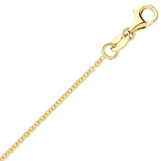 9ct Gold Oval Link Rolo Trace 1.6mm Pendant Chain Necklace - JCN002K