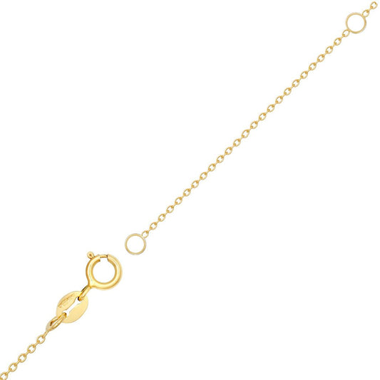 9ct Gold Oval Rolo Trace 1.1mm Adjustable Pendant Chain 16-18" - JCN002L