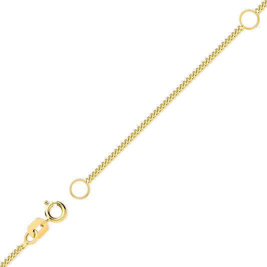 9ct Gold Diamond Cut Curb 1mm Adjustable Pendant Chain 16-18" - JCN006A