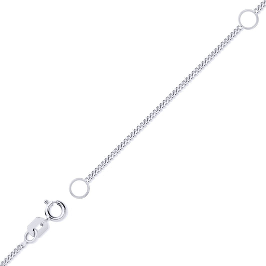 9ct White Gold Cut Curb 1mm Adjustable Pendant Chain 16-18" - JCN006J