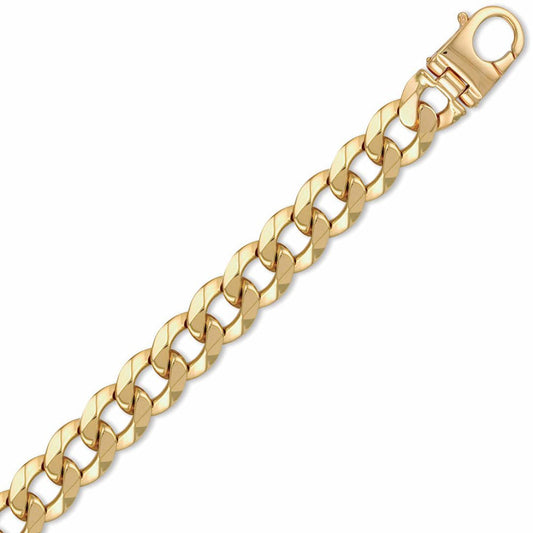 Mens 9ct Gold Heavy Weight Curb Link 15mm Chain Bracelet 9 inch - JCN024P