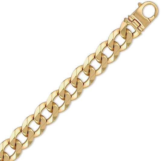 Mens 9ct Gold Heavy Weight Curb Link 17mm Chain Bracelet 8 inch - JCN024Q