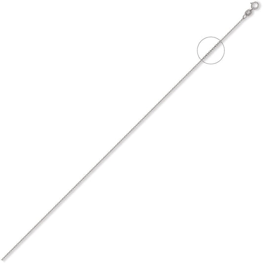 9ct White Gold Trace Cable Link Pendant Chain Necklace 1.2mm - JCN029A