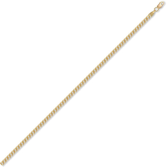 Unisex Solid 9ct Gold Flat Curb 3.6mm Gauge Chain Necklace - JCN037A
