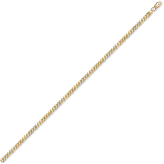 Unisex Solid 9ct Gold Flat Curb 3mm Gauge Chain Necklace - JCN037A
