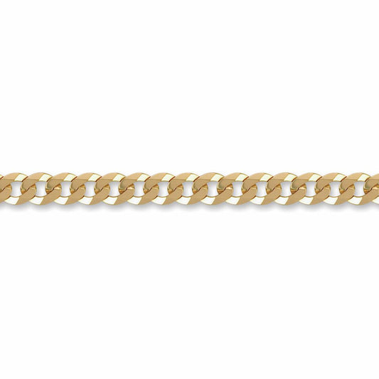 Mens 9ct Gold Flat Curb 7mm Chain Bracelet, 8.5 inch - JCN037E